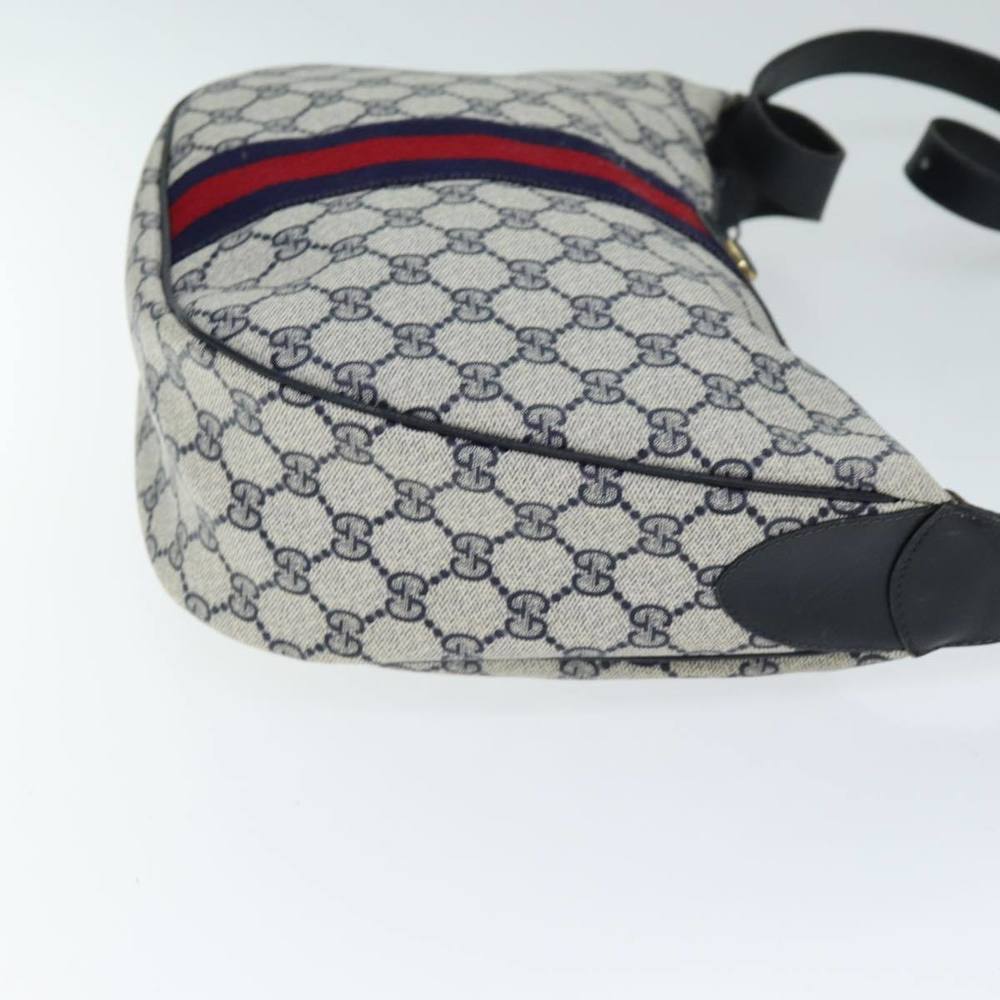 GUCCI GG Supreme Sherry Line Shoulder Bag PVC Navy Red 10 2 3840 Auth yk12637 - Picture 3 of 16